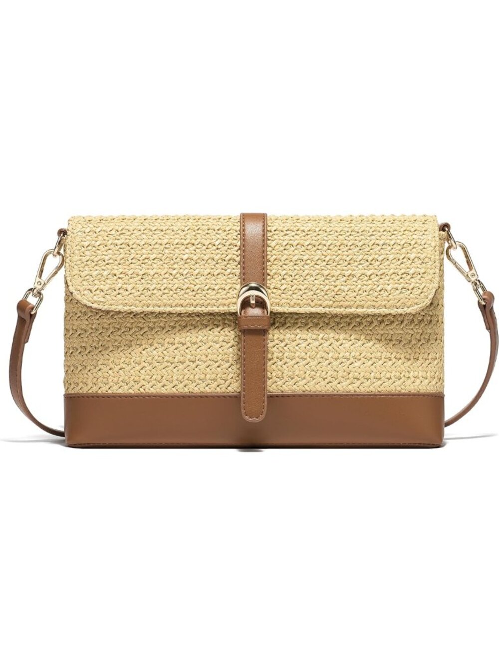 Woven Straw Shoulder Bag for Women - Raffia Beach Purse for Summer Vacations